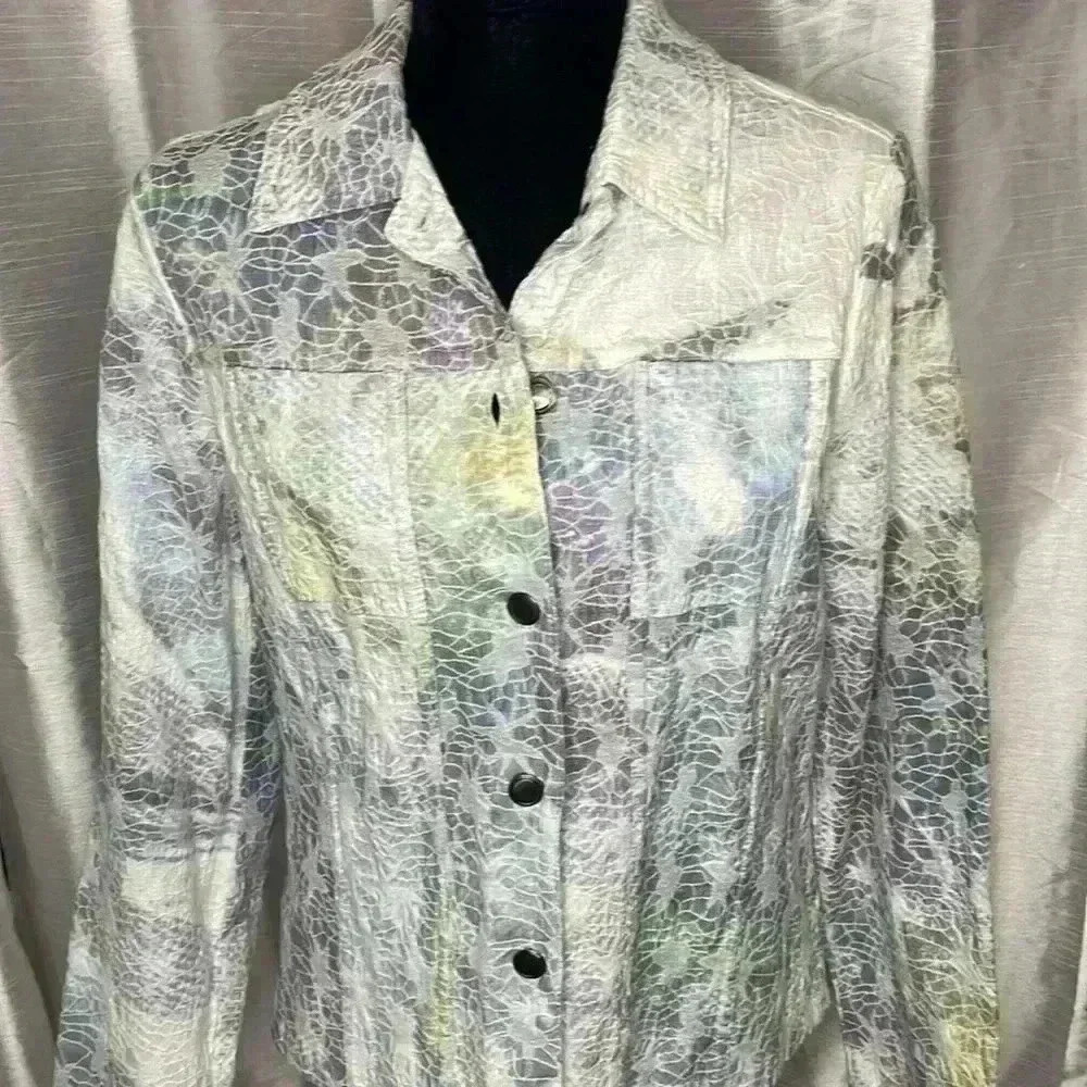 Kaktus Women’s Medium Textured Multi-Colored Long Sleeve Button Up Blazer